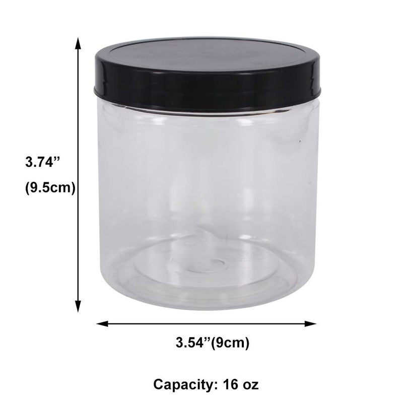 zmybcpack 12 Pack 16 oz Plastic Jars with Lids, Extra Labels, 1 Pen, Clear PET Seal Jar for Food Storage,Wide Opening Storage jar For Dry Food, Peanut, Powder, Kitchen & Craft Storage - Image 2